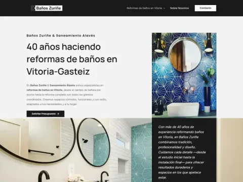 Diseño web para Baños Zuriñe — Reformas del hogar · Iker Ruiz Pou, Vitoria-Gasteiz