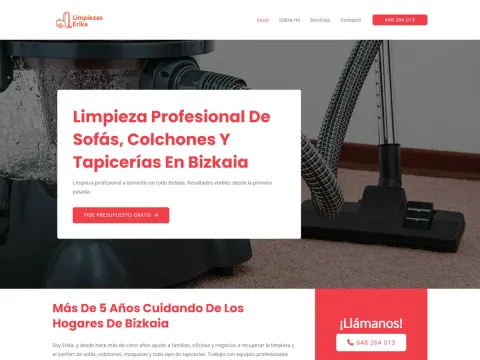 Diseño web para Limpiezas Erika — Servicios del hogar · Iker Ruiz Pou, Vitoria-Gasteiz